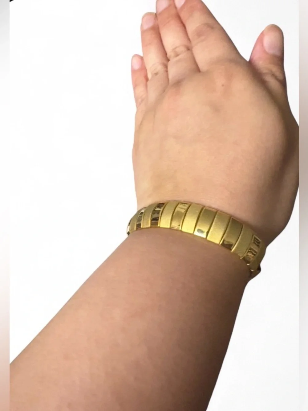 Vintage Avon Goldtone Satin Polish Link Bracelet & Hoop Earring Set NIB